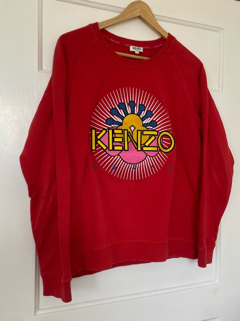 Rare! Kenzo Tanami flower red embroidered sweatshirt